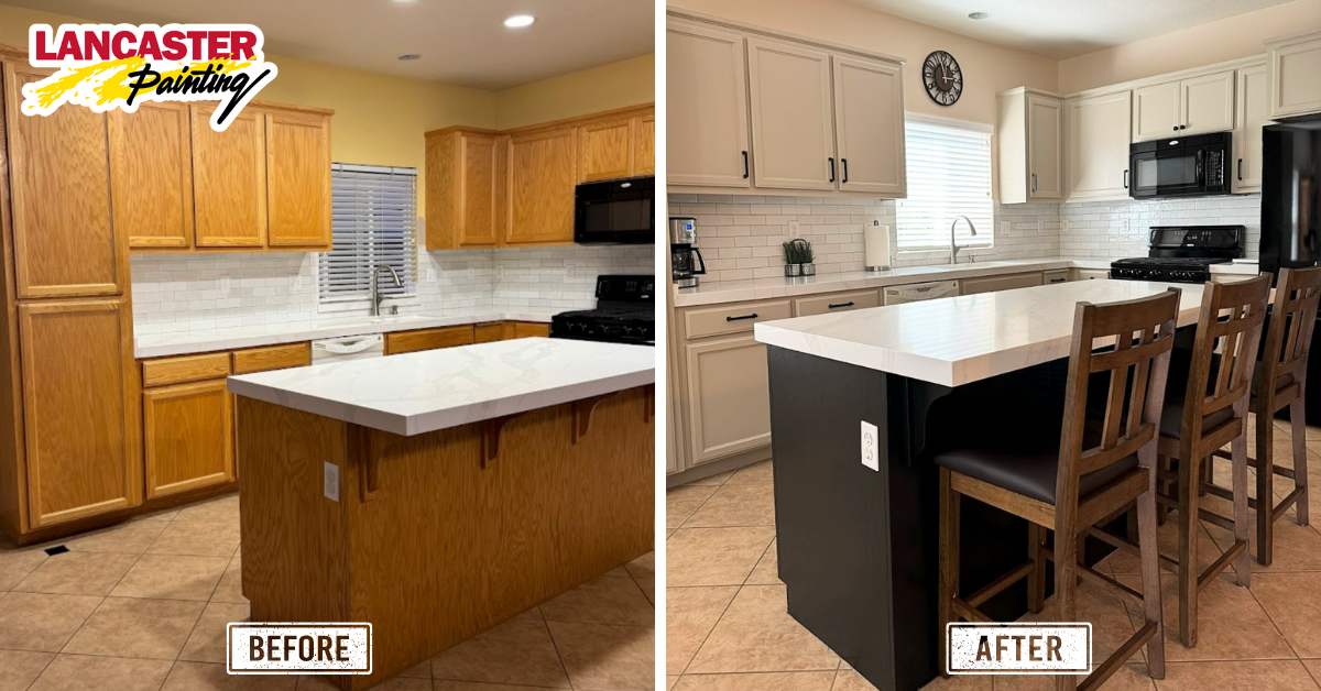 Kitchen before and after cabinet painting 