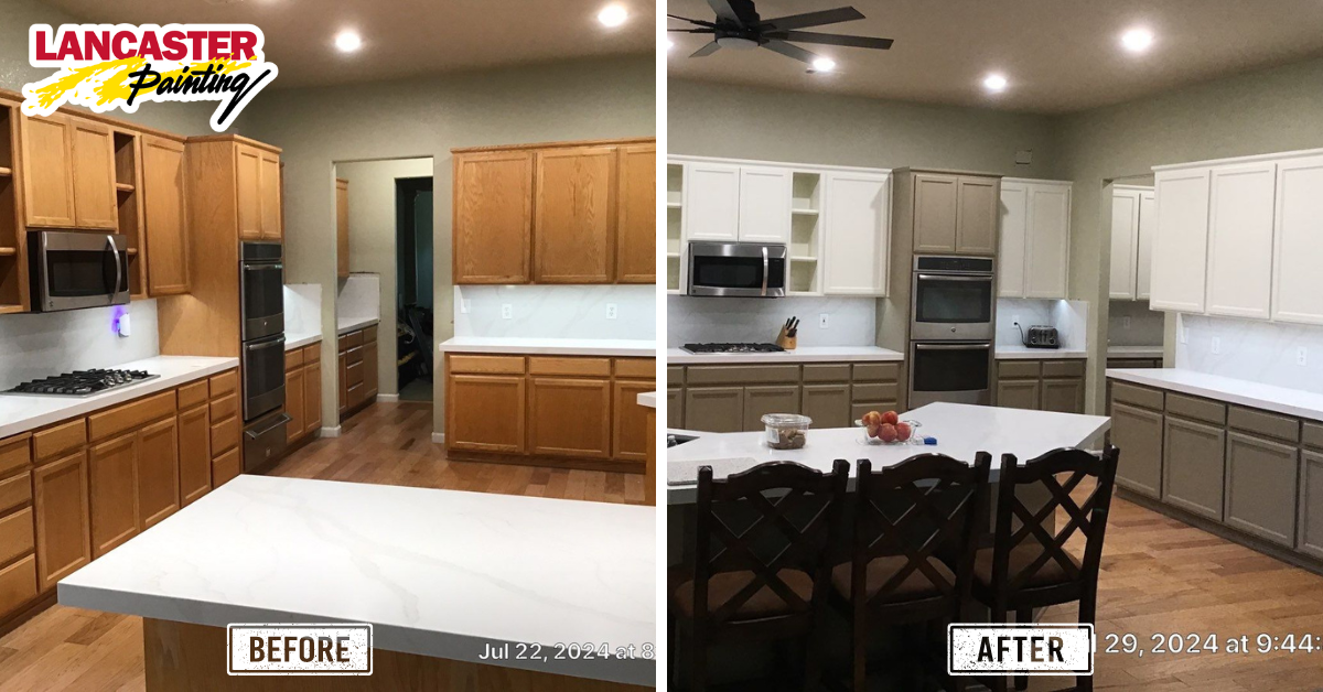Kitchen before and after with dual colors 