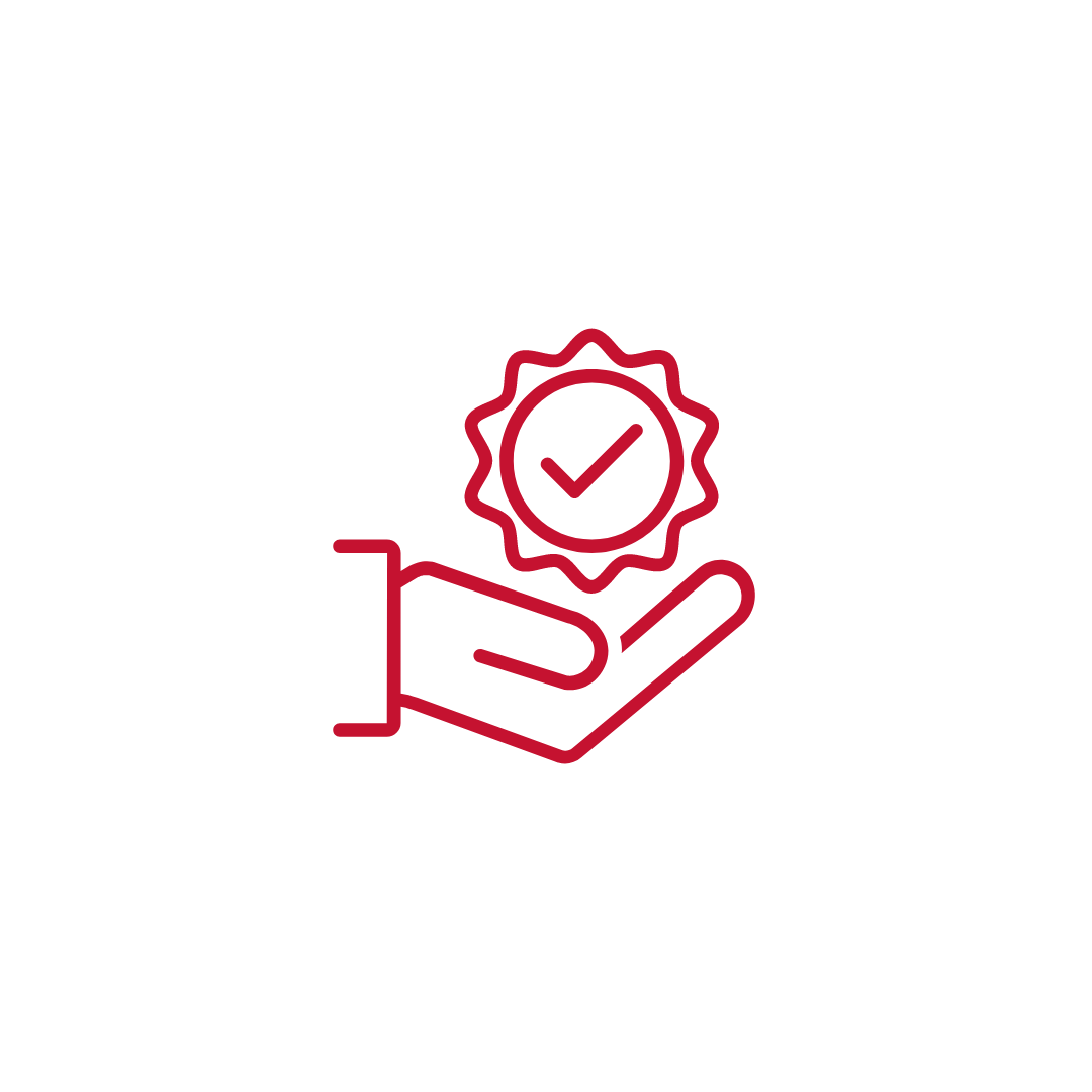 Graphic with hand and check mark
